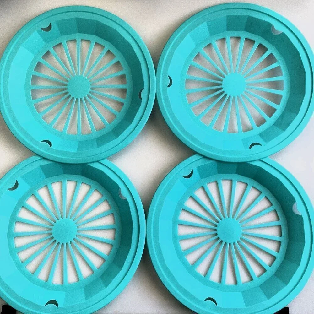 TURQUOISE REUASBLE PLATE HOLDERS PLASTIC SET 4